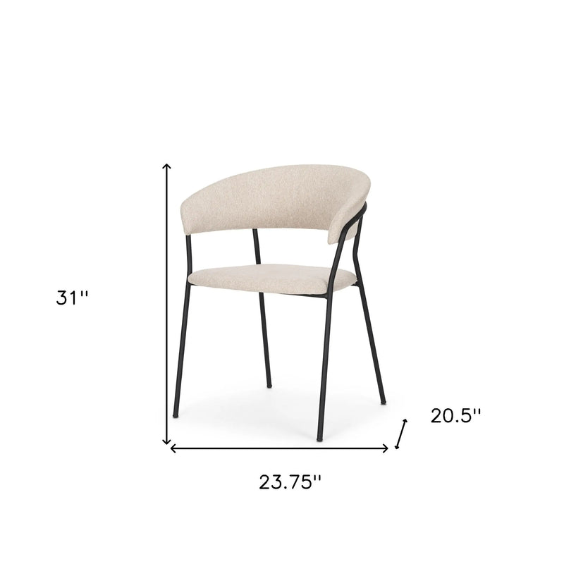 Set of Two Beige and Black Fabric Open Back Dining Arm Chairs Homeroots Kitchen & Dining