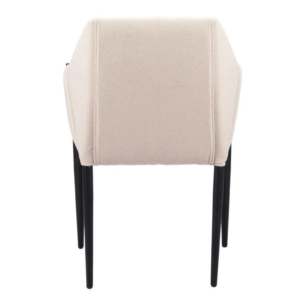 Set of Two Beige and Black Upholstered Fabric Dining Arm Chairs Homeroots