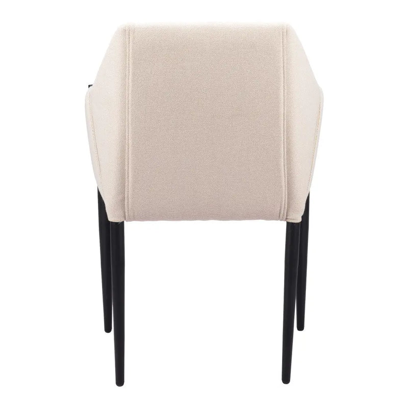 Set of Two Beige and Black Upholstered Fabric Dining Arm Chairs Homeroots