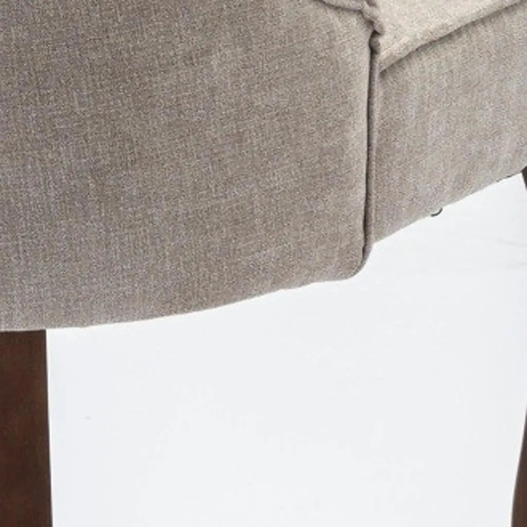 Set of Two Beige and Brown Tufted Solid Wood Dining Side Chairs Homeroots Kitchen & Dining