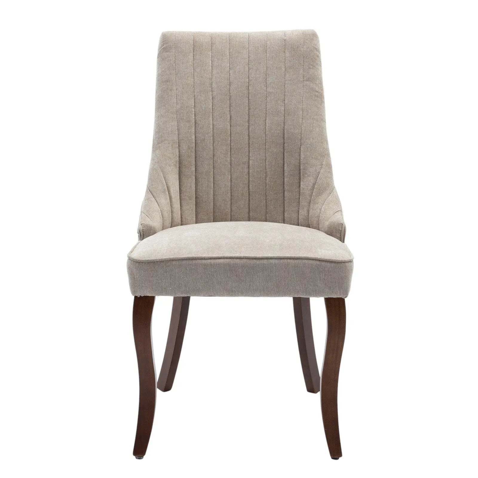 Set of Two Beige and Brown Tufted Solid Wood Dining Side Chairs Homeroots Kitchen & Dining