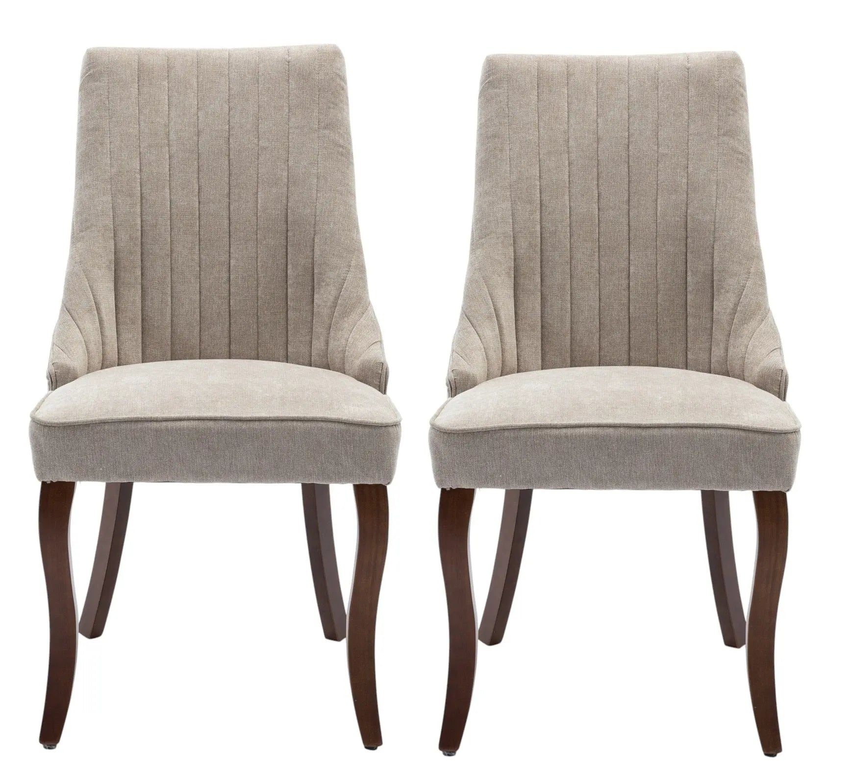 Set of Two Beige and Brown Tufted Solid Wood Dining Side Chairs Homeroots Kitchen & Dining