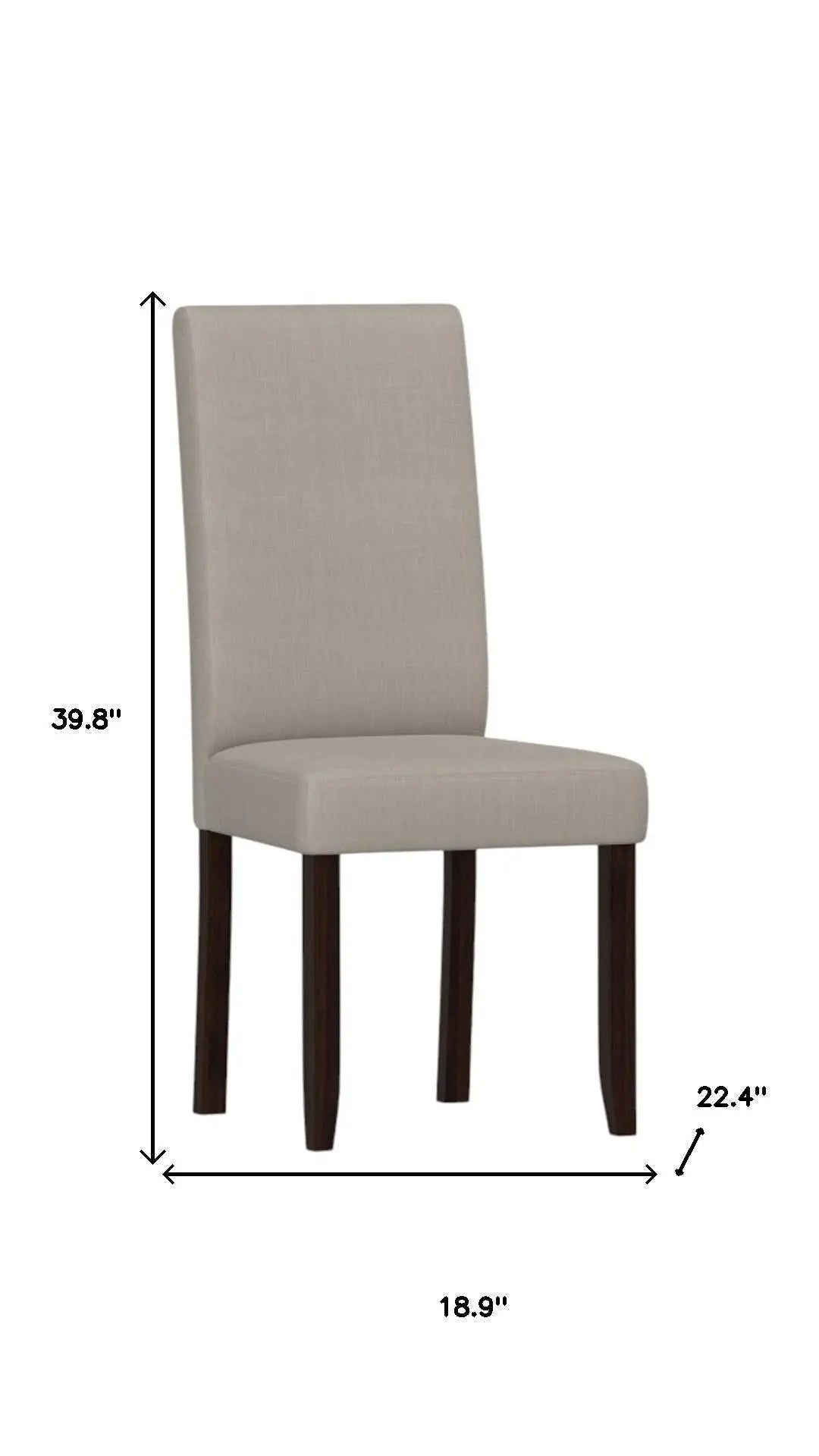 Set of Two Beige and Brown Wood Dining Parsons Chairs Homeroots Kitchen & Dining