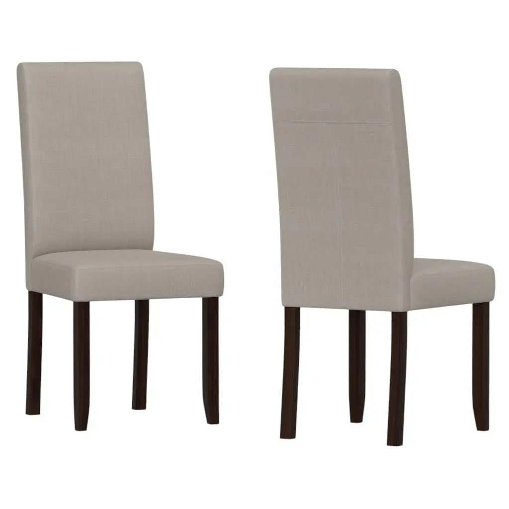 Set of Two Beige and Brown Wood Dining Parsons Chairs Homeroots Kitchen & Dining