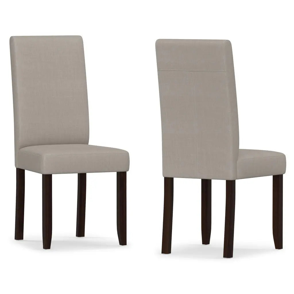 Set of Two Beige and Brown Wood Dining Parsons Chairs Homeroots Kitchen & Dining