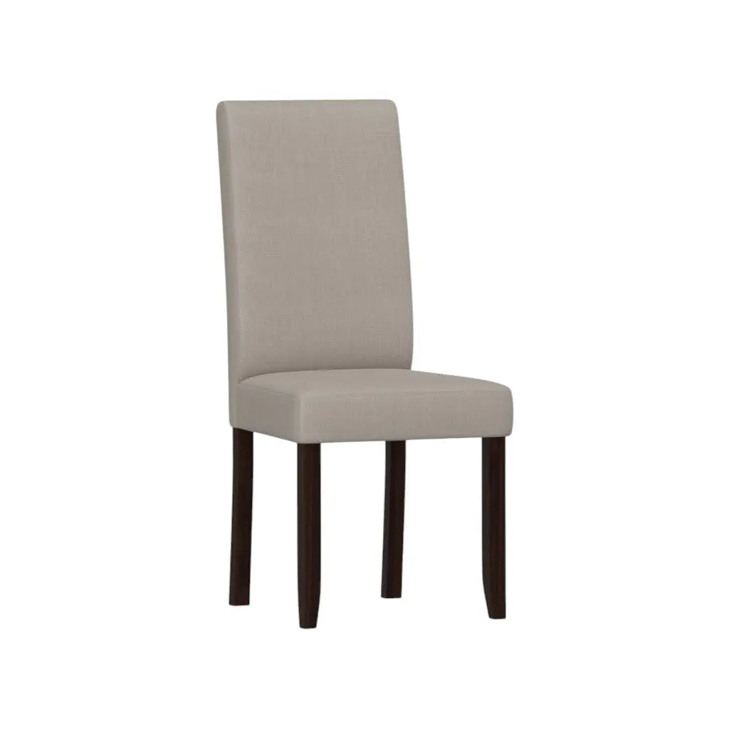 Set of Two Beige and Brown Wood Dining Parsons Chairs Homeroots Kitchen & Dining