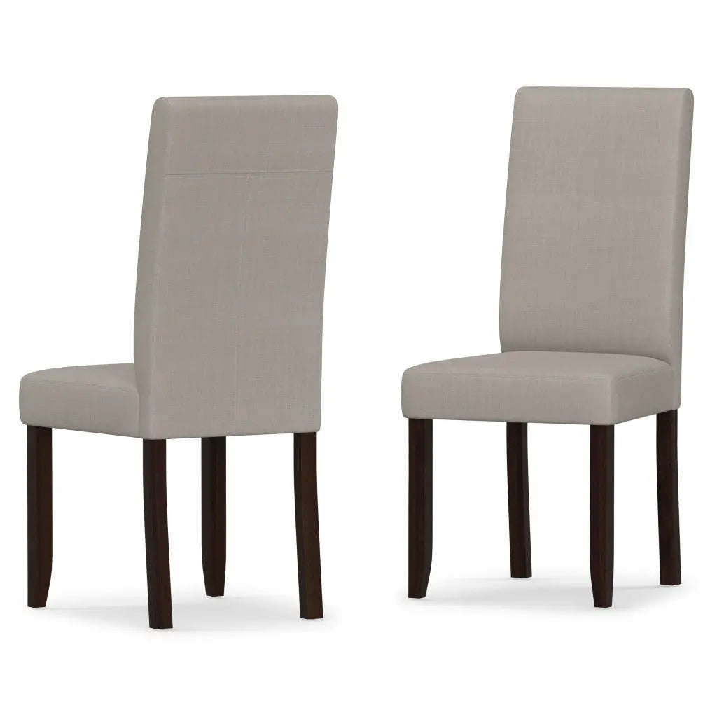 Set of Two Beige and Brown Wood Dining Parsons Chairs Homeroots Kitchen & Dining
