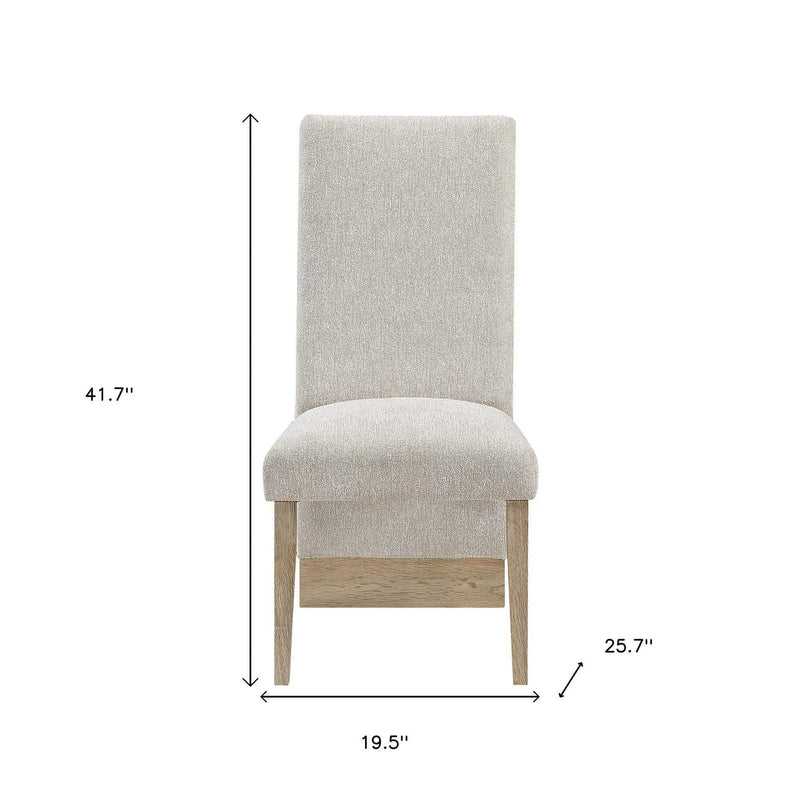 Set of Two Beige and Natural Upholstered Dining Side Chairs Homeroots Kitchen & Dining