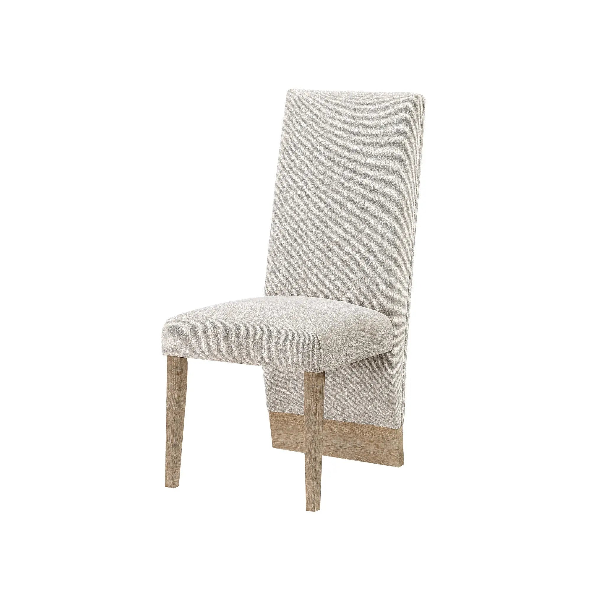 Set of Two Beige and Natural Upholstered Dining Side Chairs Homeroots Kitchen & Dining