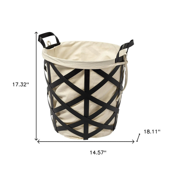 Set of Two Black And Cream Metal Basket - GreatEagleInc