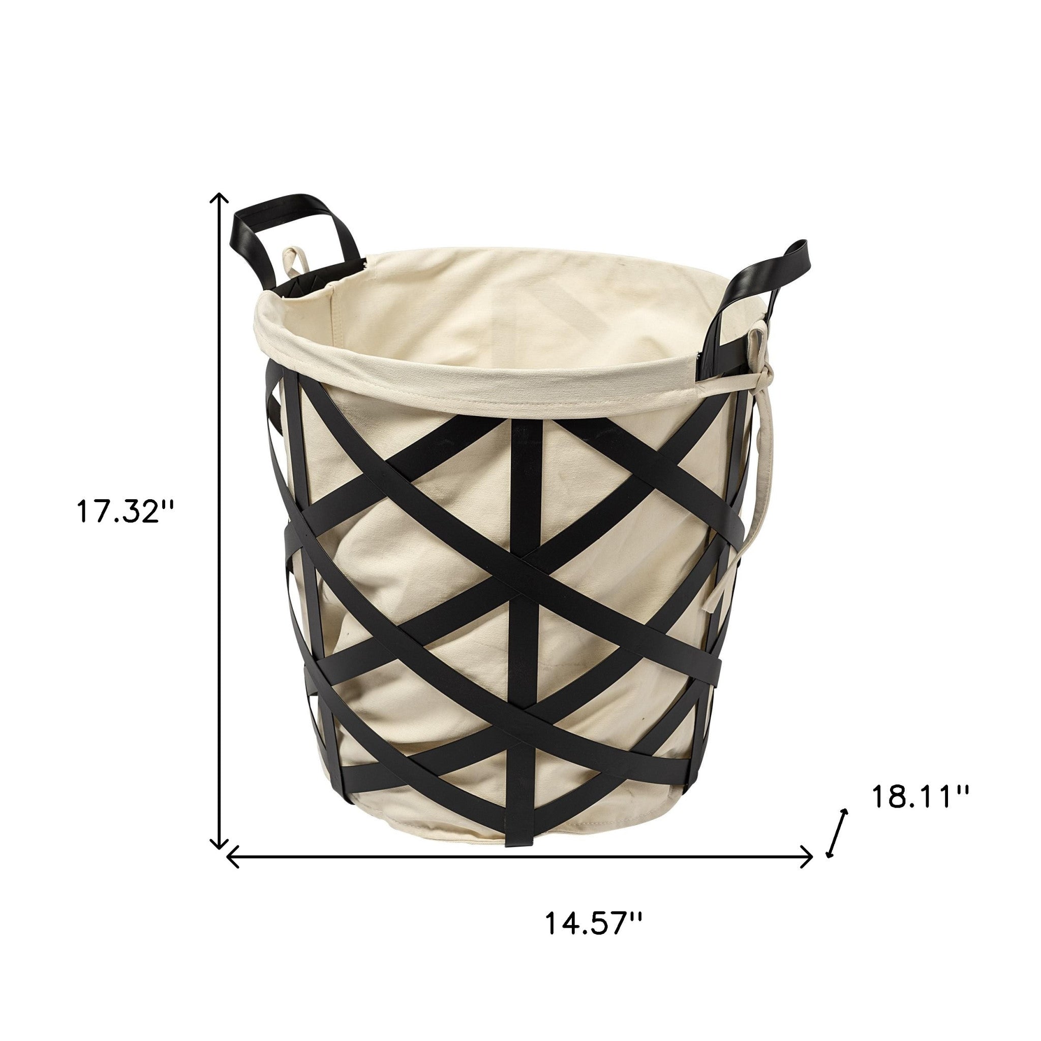 Set of Two Black And Cream Metal Basket - GreatEagleInc