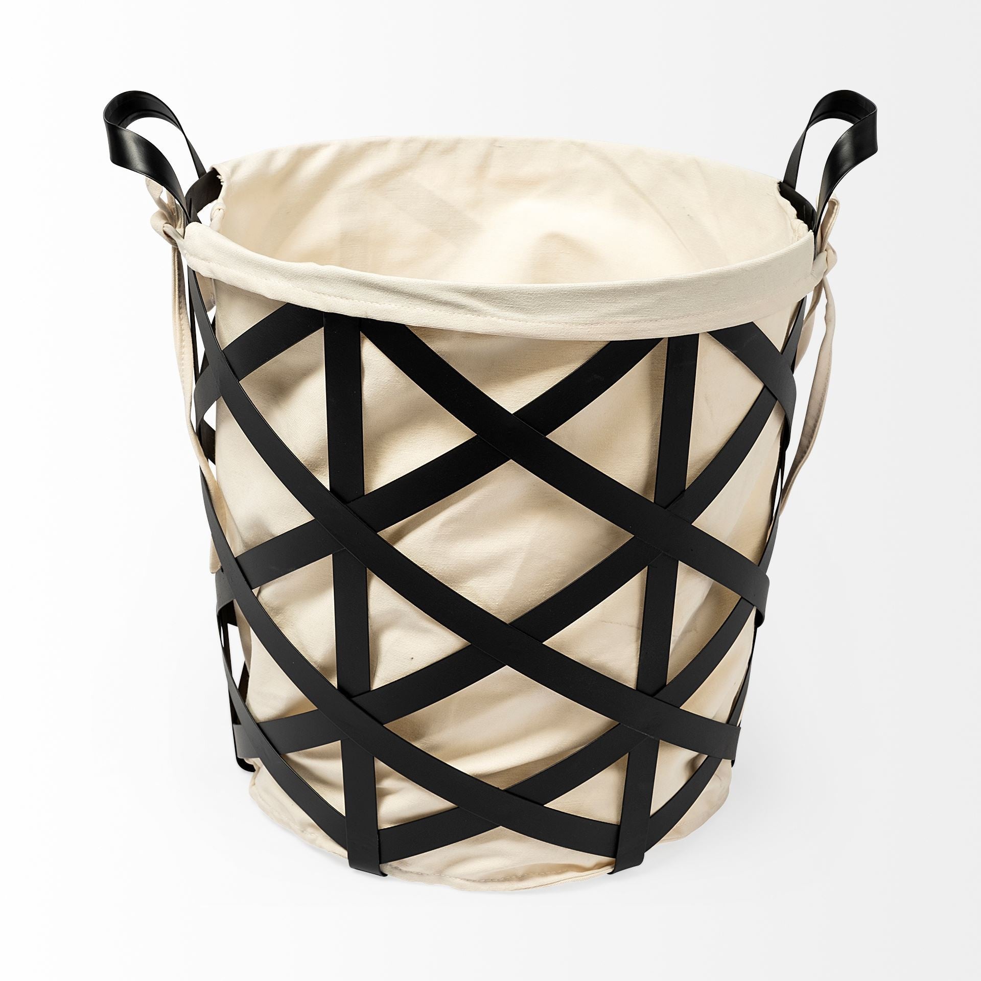 Set of Two Black And Cream Metal Basket - GreatEagleInc