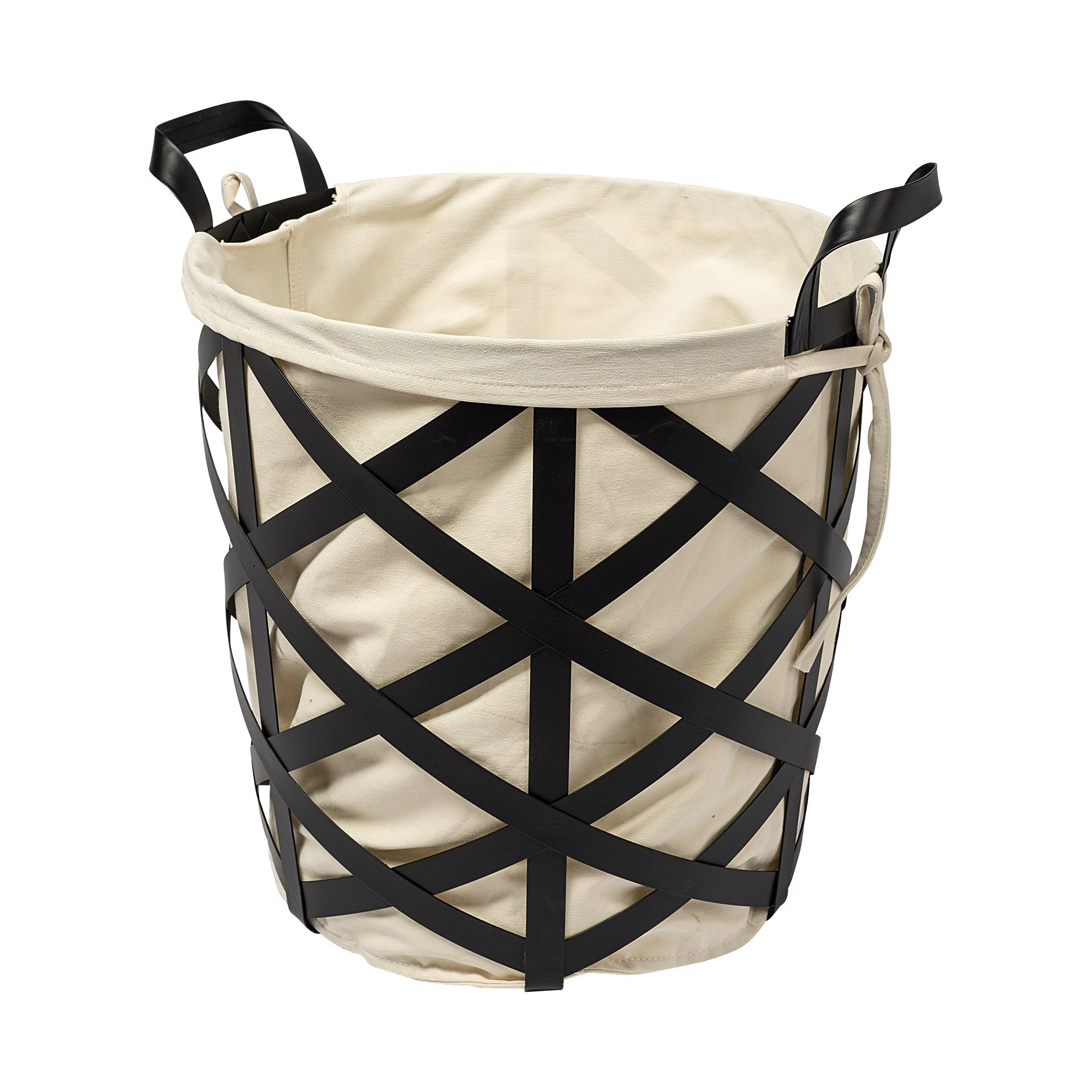 Set of Two Black And Cream Metal Basket - GreatEagleInc