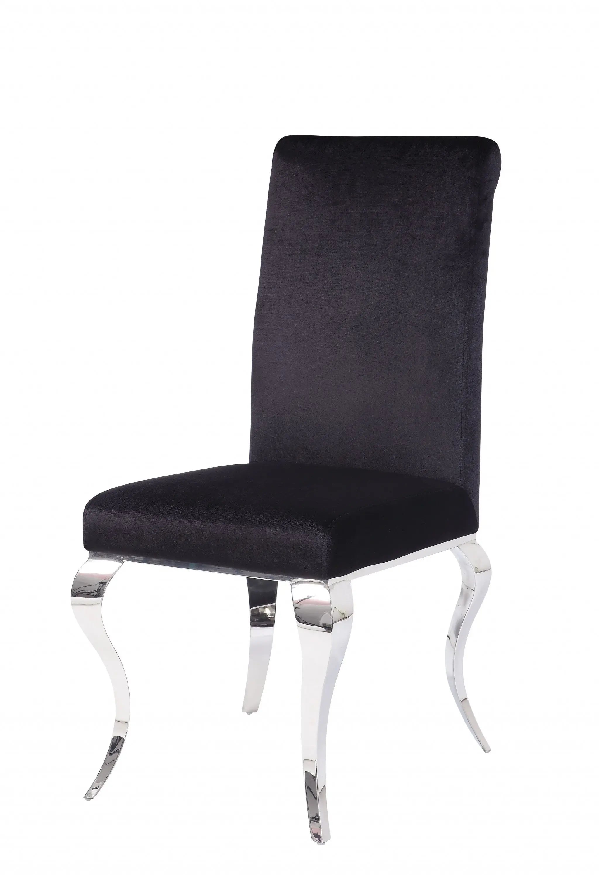 Set of Two Black And Silver Upholstered Fabric Dining Side Chairs - GreatEagleInc