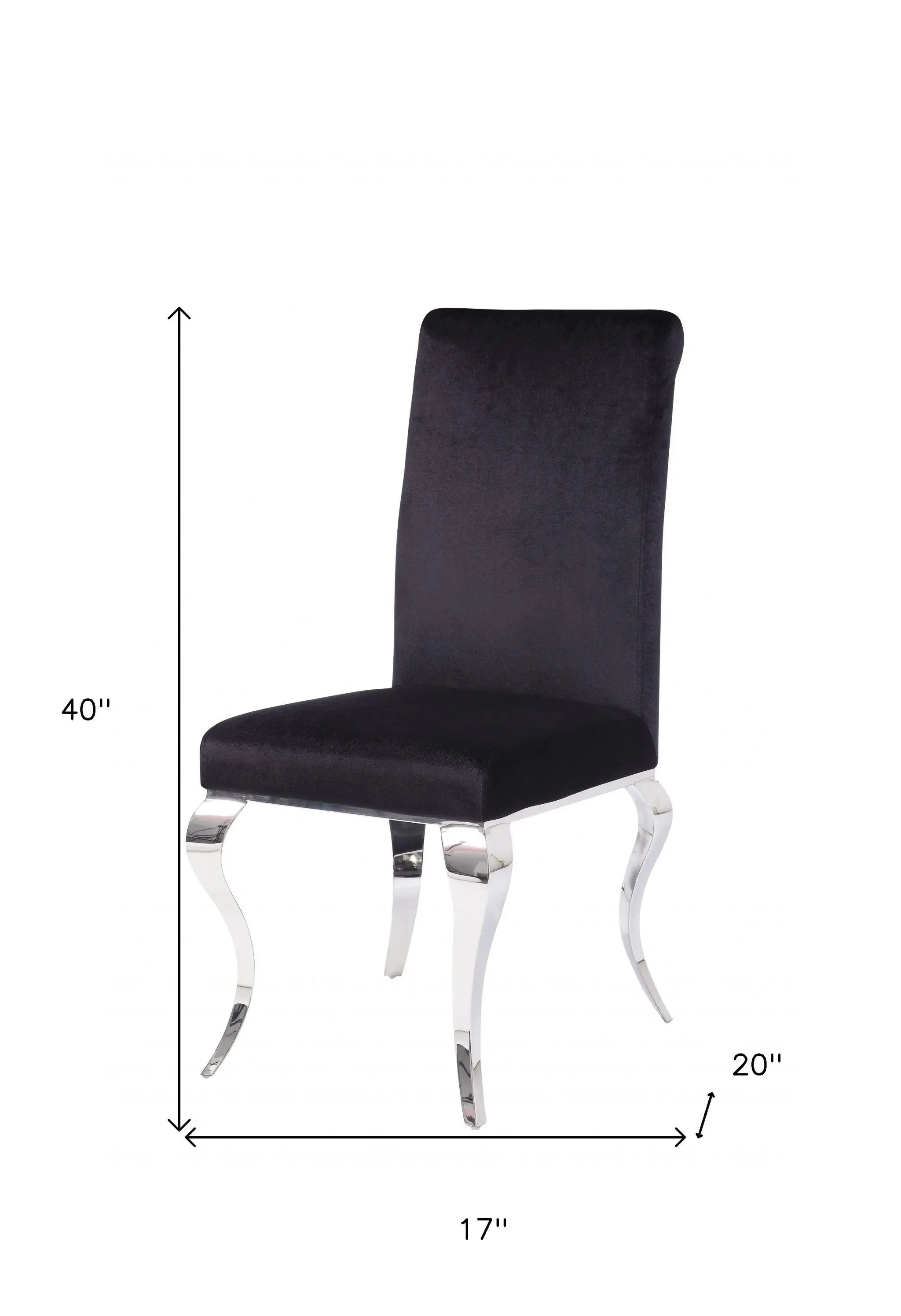 Set of Two Black And Silver Upholstered Fabric Dining Side Chairs - GreatEagleInc