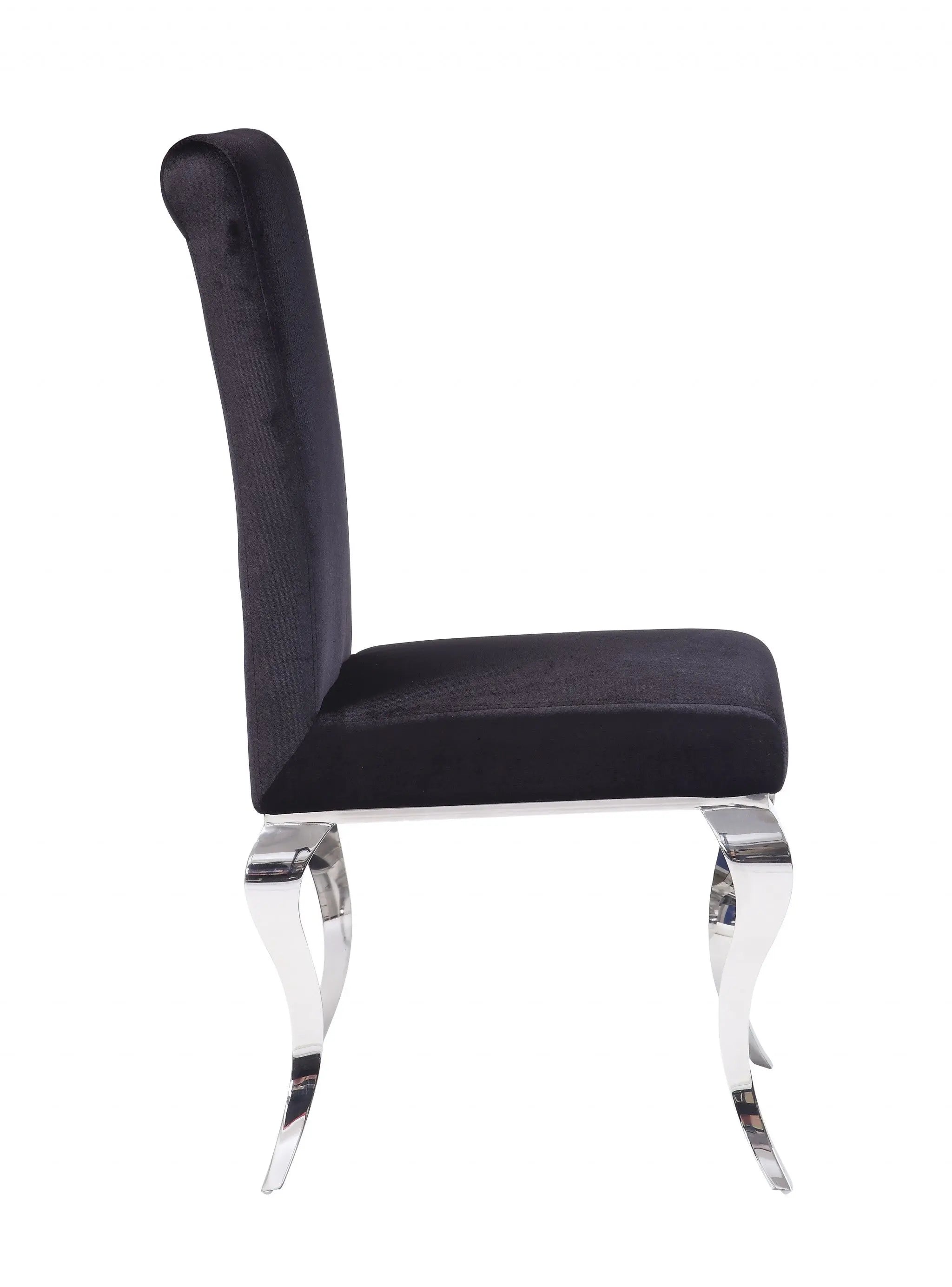 Set of Two Black And Silver Upholstered Fabric Dining Side Chairs - GreatEagleInc
