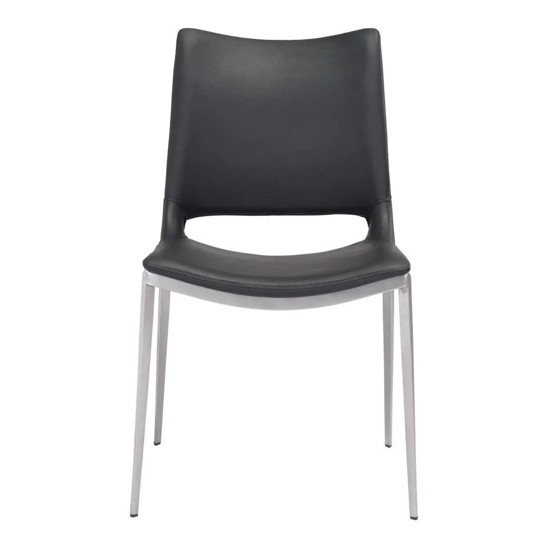 Set of Two Black And Silver Upholstered Faux Leather Open Back Dining Side Chairs Homeroots Kitchen & Dining