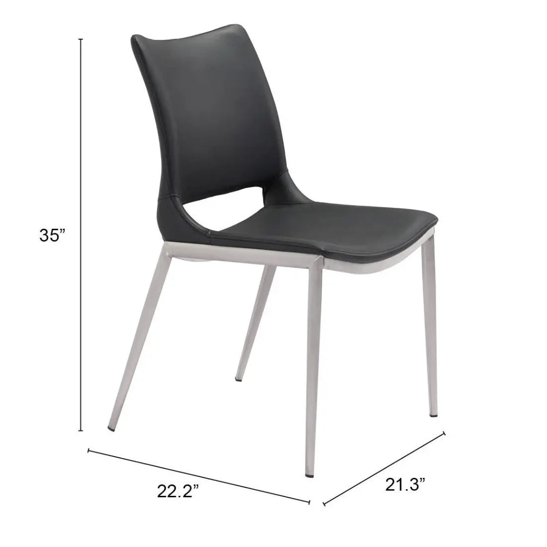 Set of Two Black And Silver Upholstered Faux Leather Open Back Dining Side Chairs Homeroots Kitchen & Dining