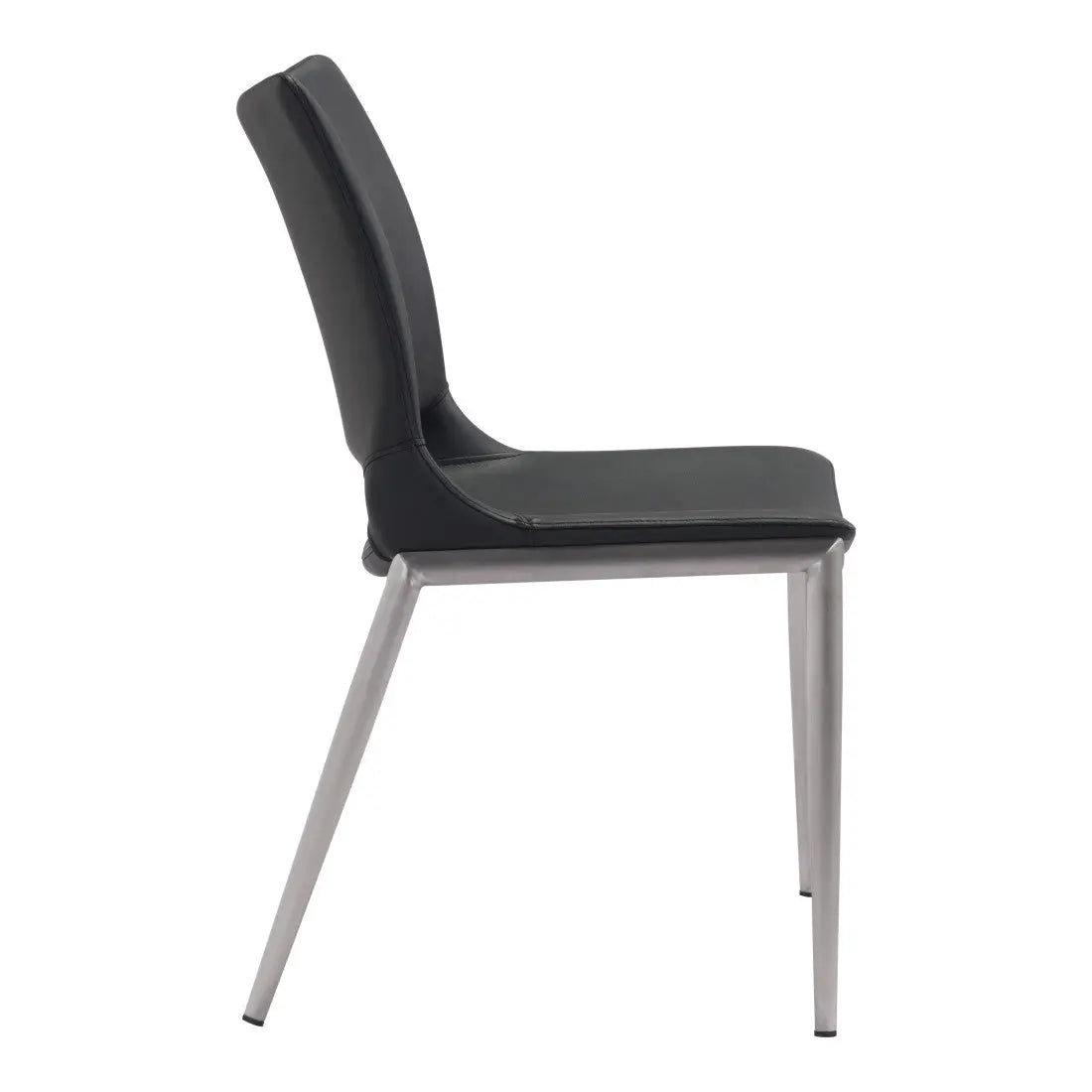 Set of Two Black And Silver Upholstered Faux Leather Open Back Dining Side Chairs Homeroots Kitchen & Dining