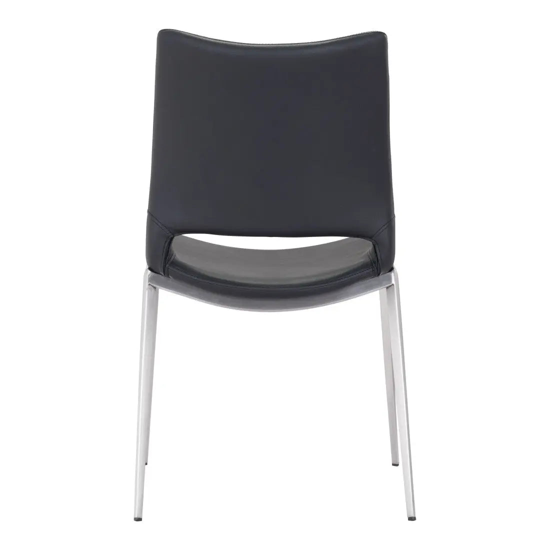 Set of Two Black And Silver Upholstered Faux Leather Open Back Dining Side Chairs Homeroots Kitchen & Dining