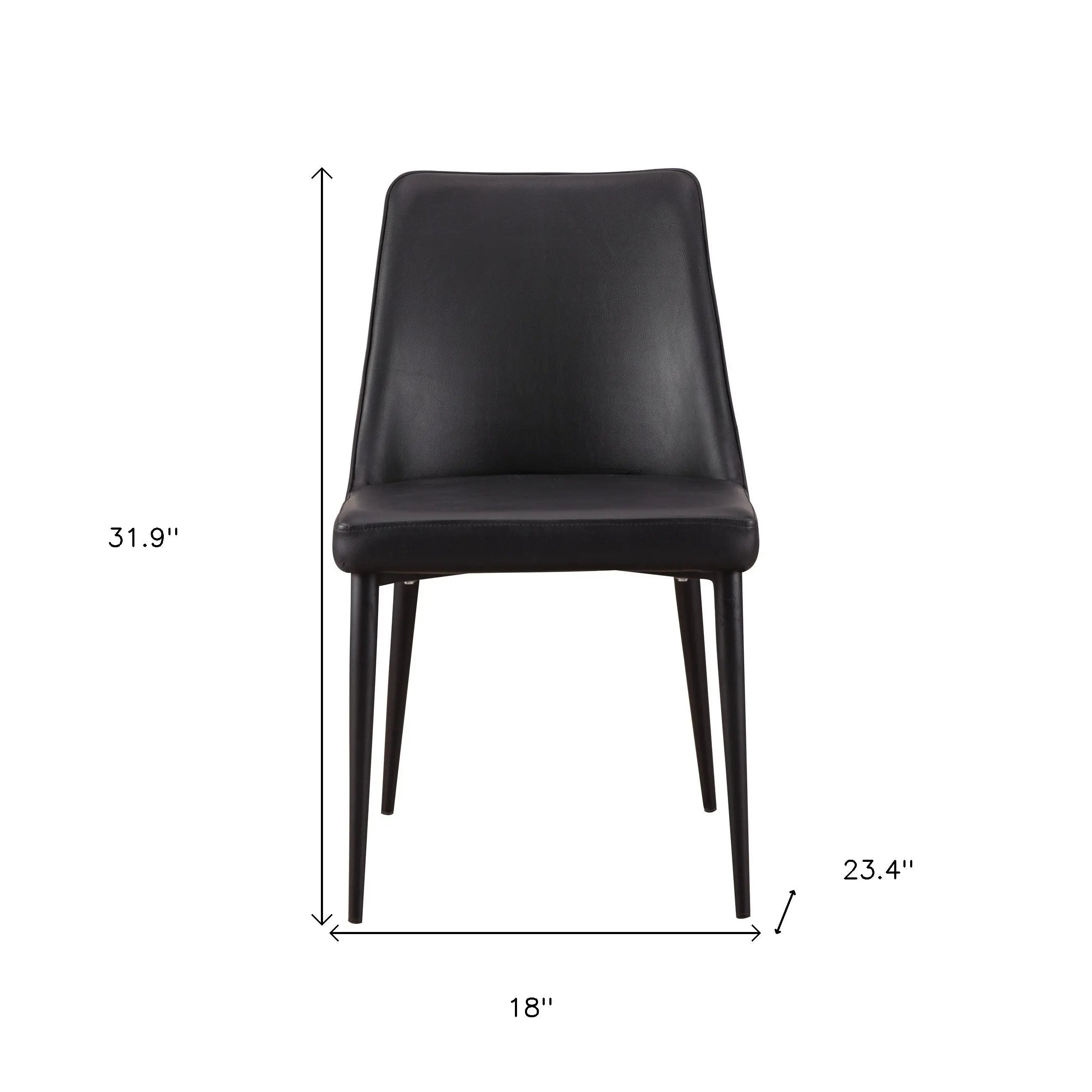 Set of Two Black Faux Leather Dining Side Chairs Homeroots Kitchen & Dining
