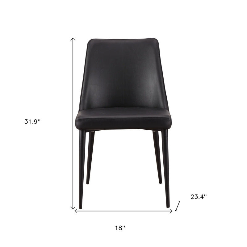 Set of Two Black Faux Leather Dining Side Chairs Homeroots Kitchen & Dining