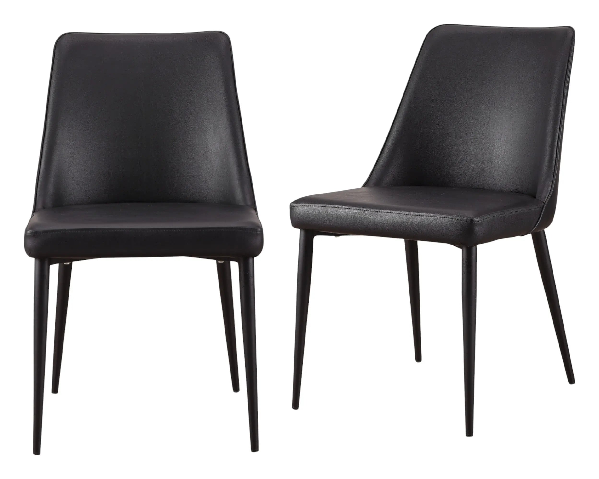 Set of Two Black Faux Leather Dining Side Chairs Homeroots Kitchen & Dining