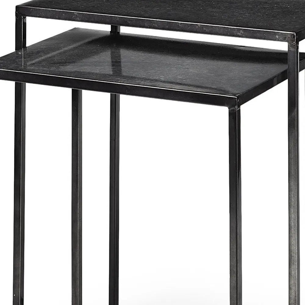 Set of Two Black Iron Nested Tables Homeroots Living Room