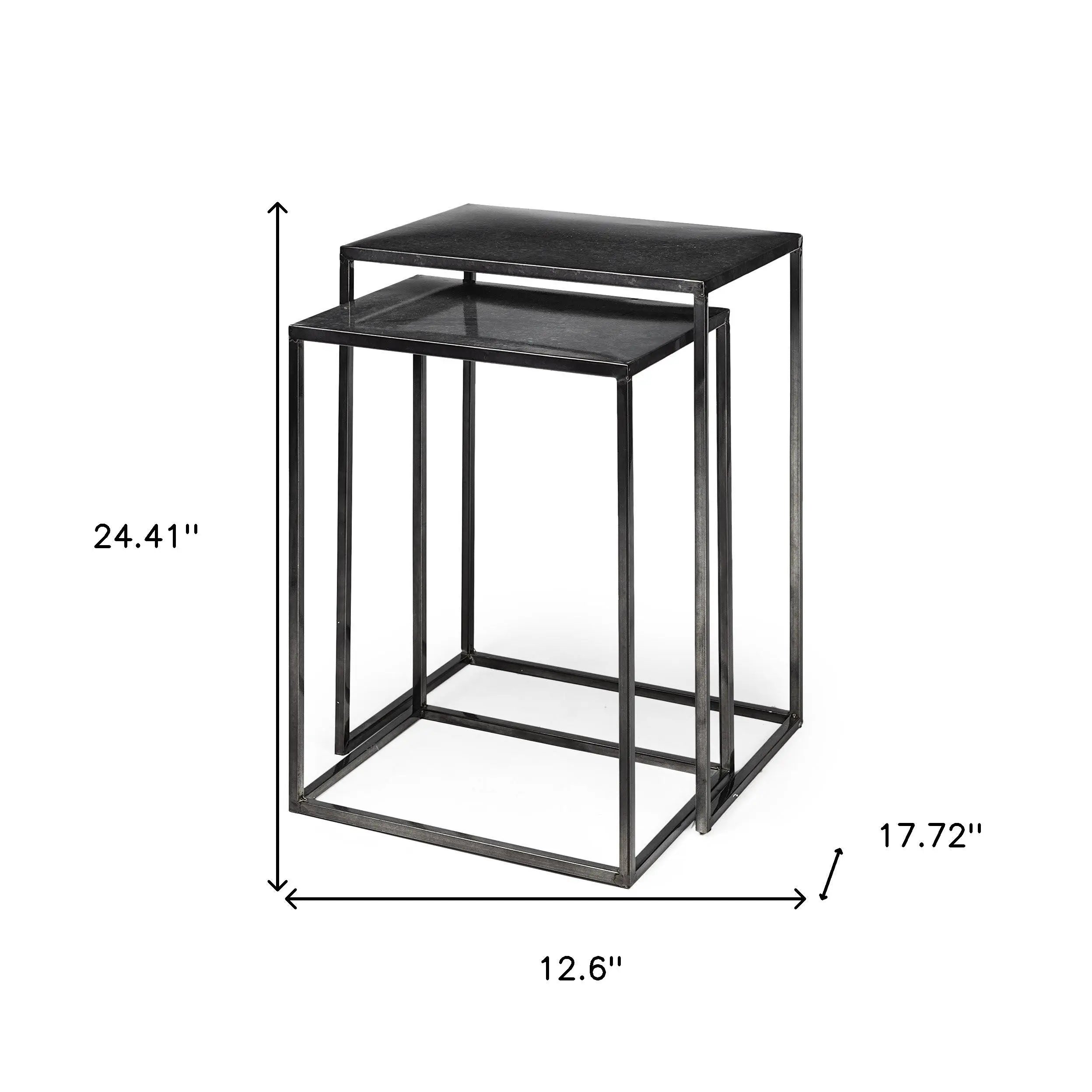 Set of Two Black Iron Nested Tables Homeroots Living Room