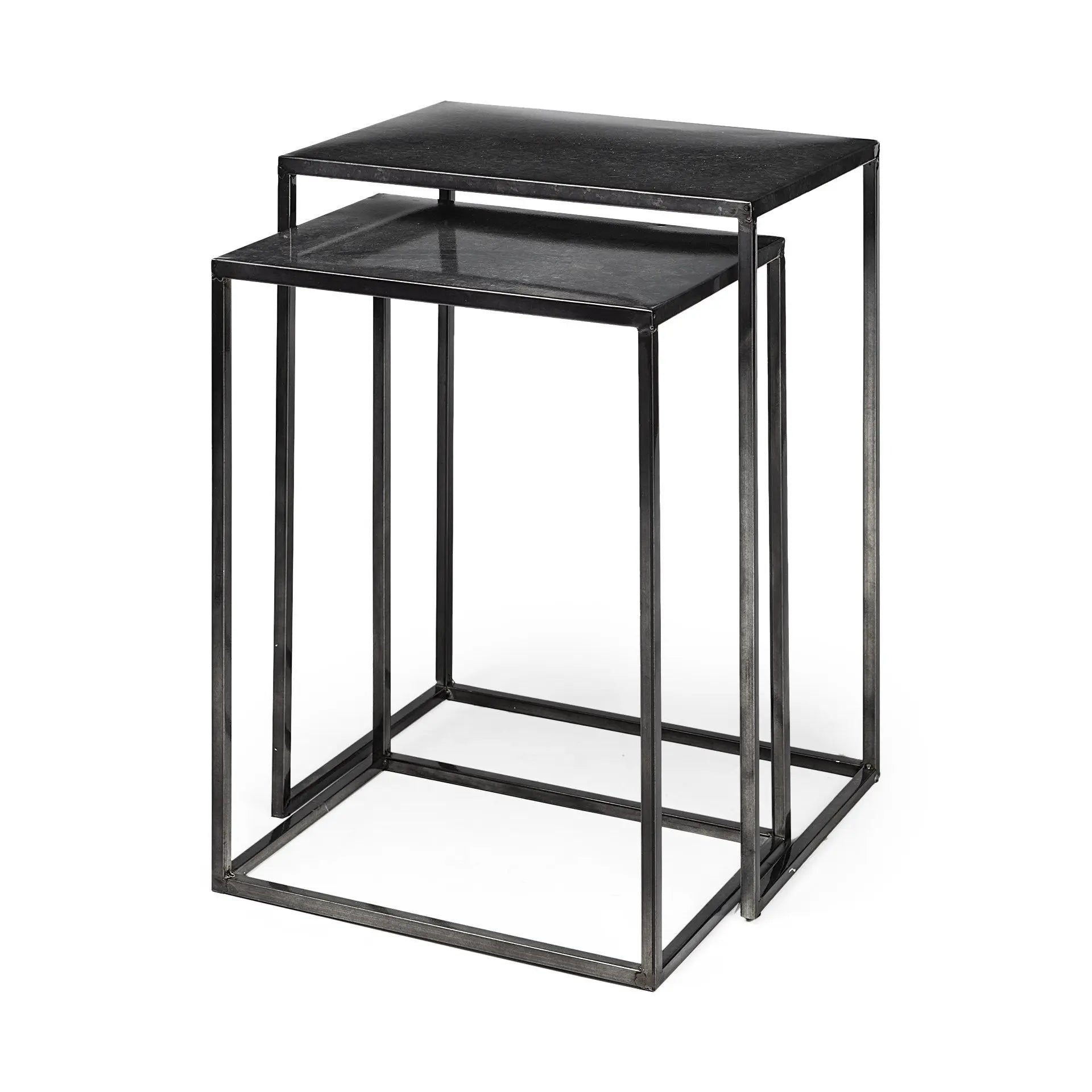Set of Two Black Iron Nested Tables Homeroots Living Room