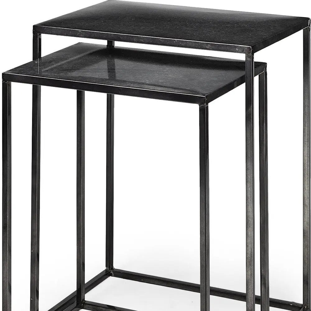 Set of Two Black Iron Nested Tables Homeroots Living Room
