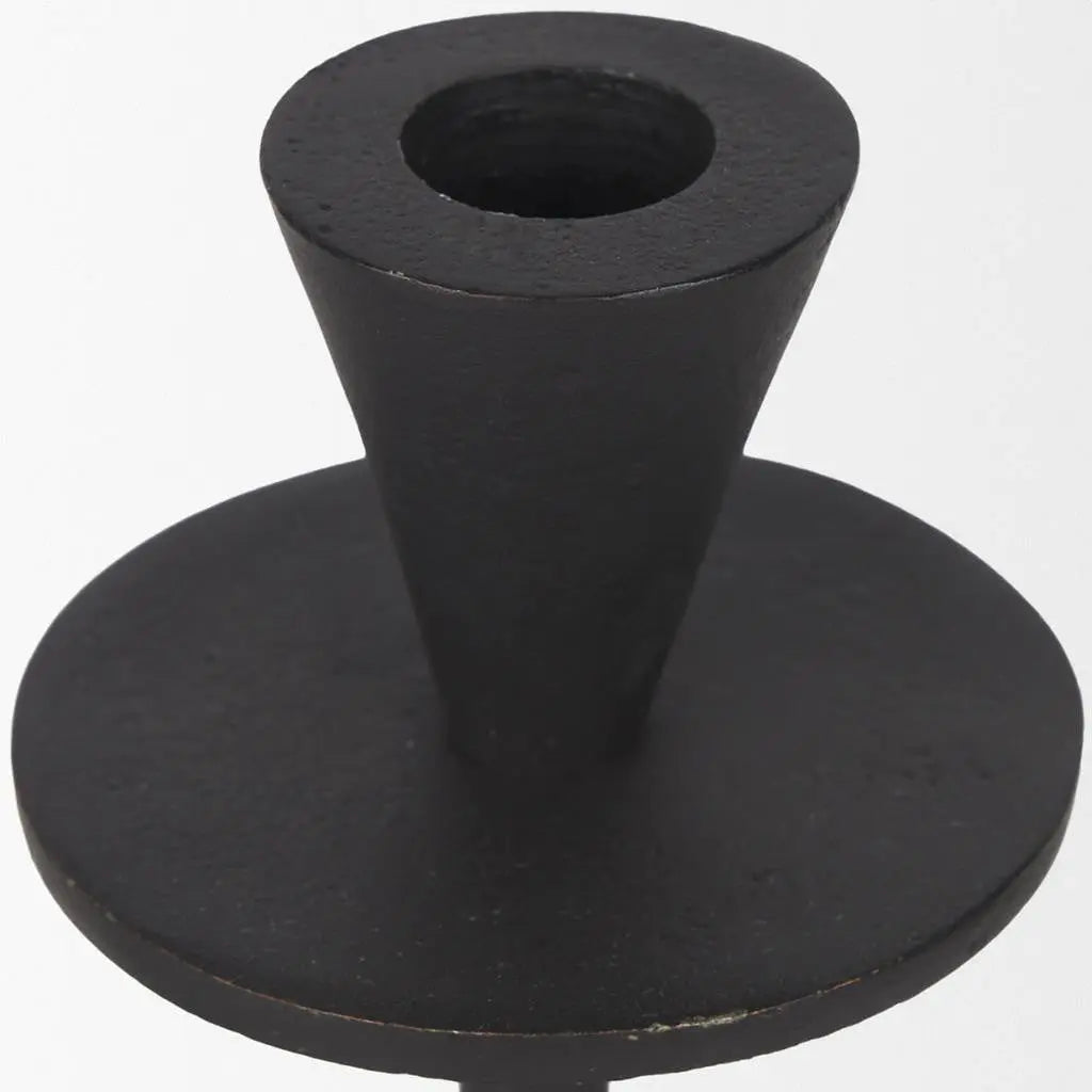Set of Two Black Metal Floor Taper Candlesticks Homeroots Home Decor