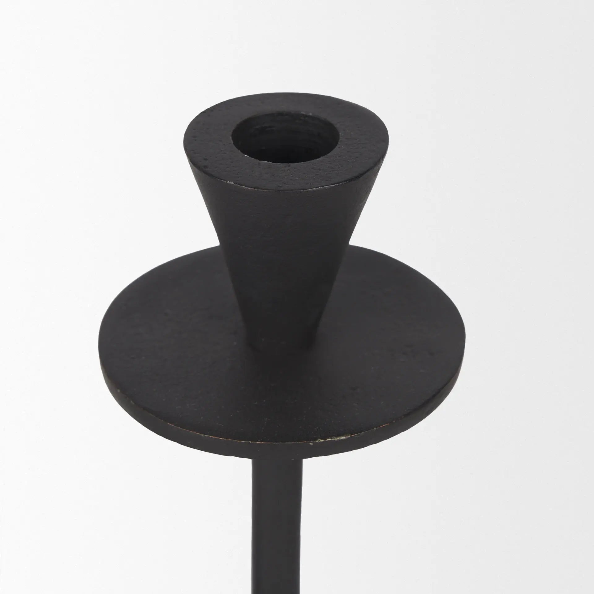 Set of Two Black Metal Floor Taper Candlesticks Homeroots Home Decor
