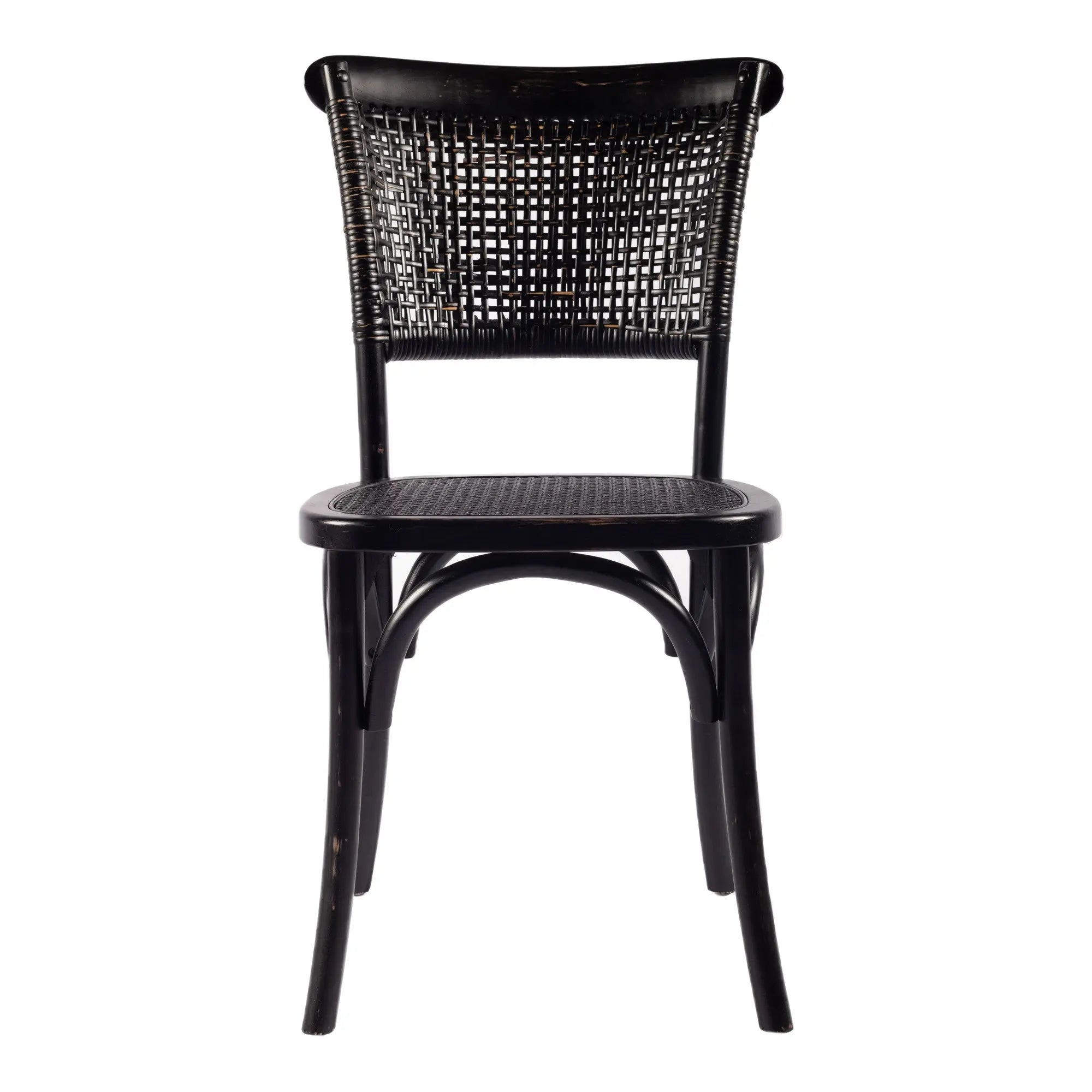 Set of Two Black Rattan Open Back Dining Side Chairs Homeroots Kitchen & Dining