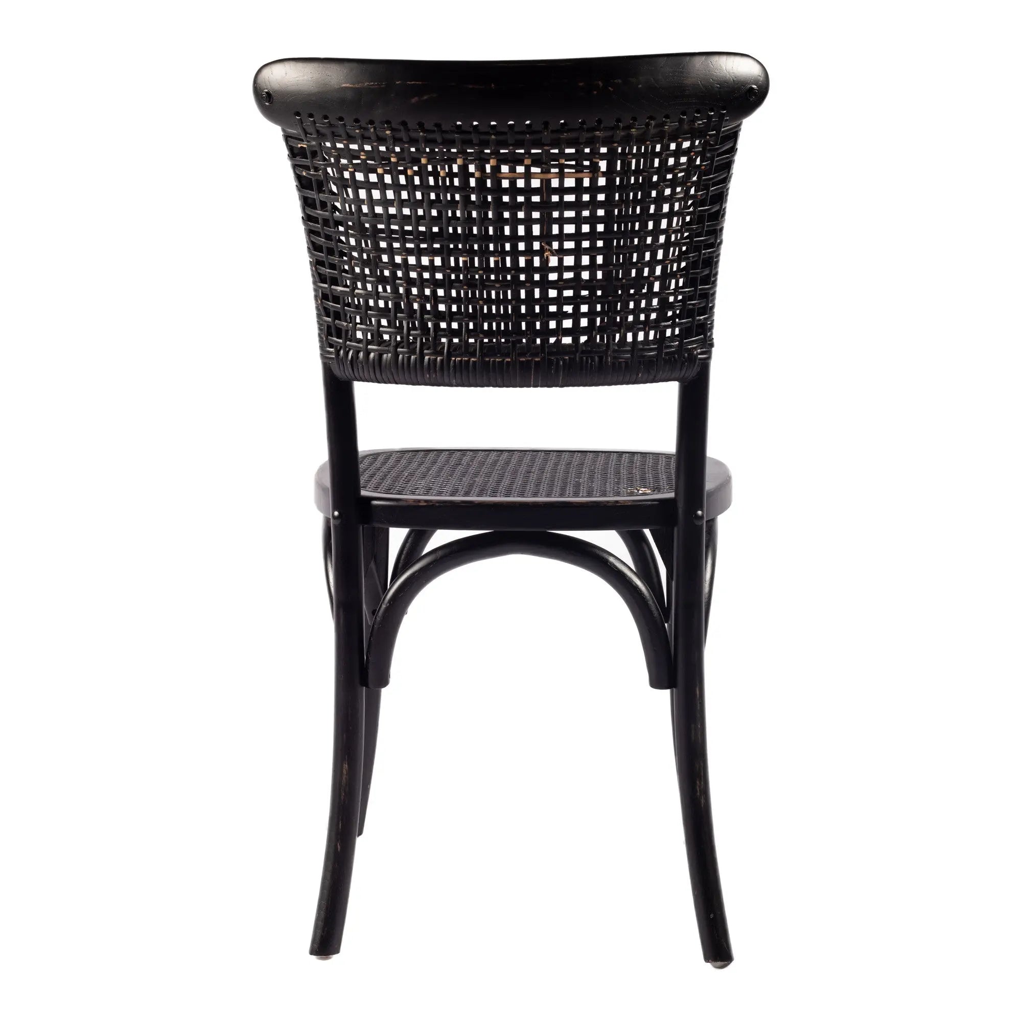 Set of Two Black Rattan Open Back Dining Side Chairs Homeroots Kitchen & Dining