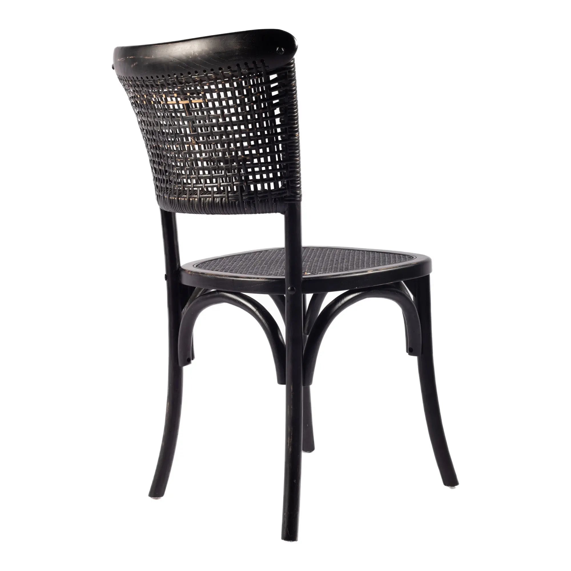 Set of Two Black Rattan Open Back Dining Side Chairs Homeroots Kitchen & Dining