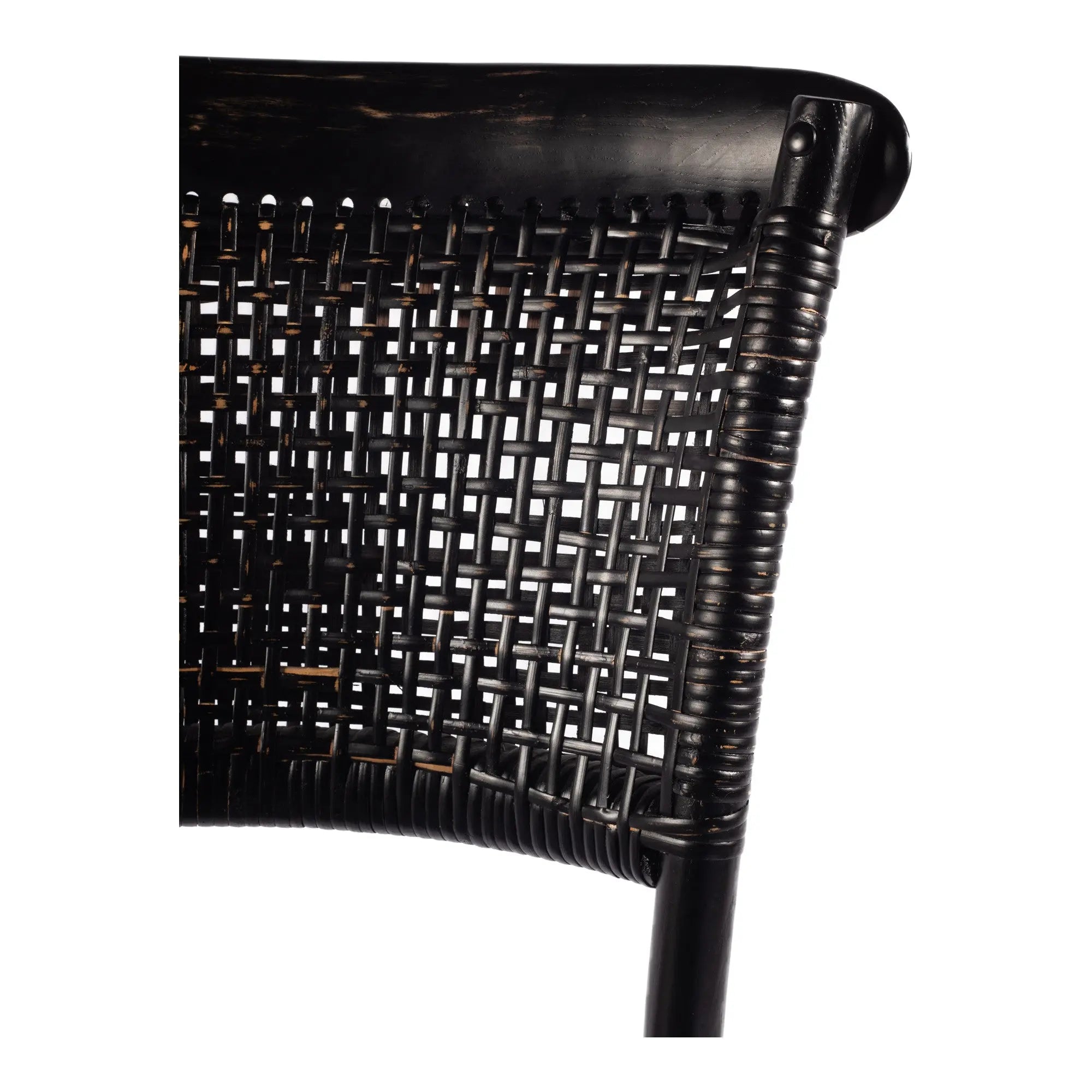 Set of Two Black Rattan Open Back Dining Side Chairs Homeroots Kitchen & Dining