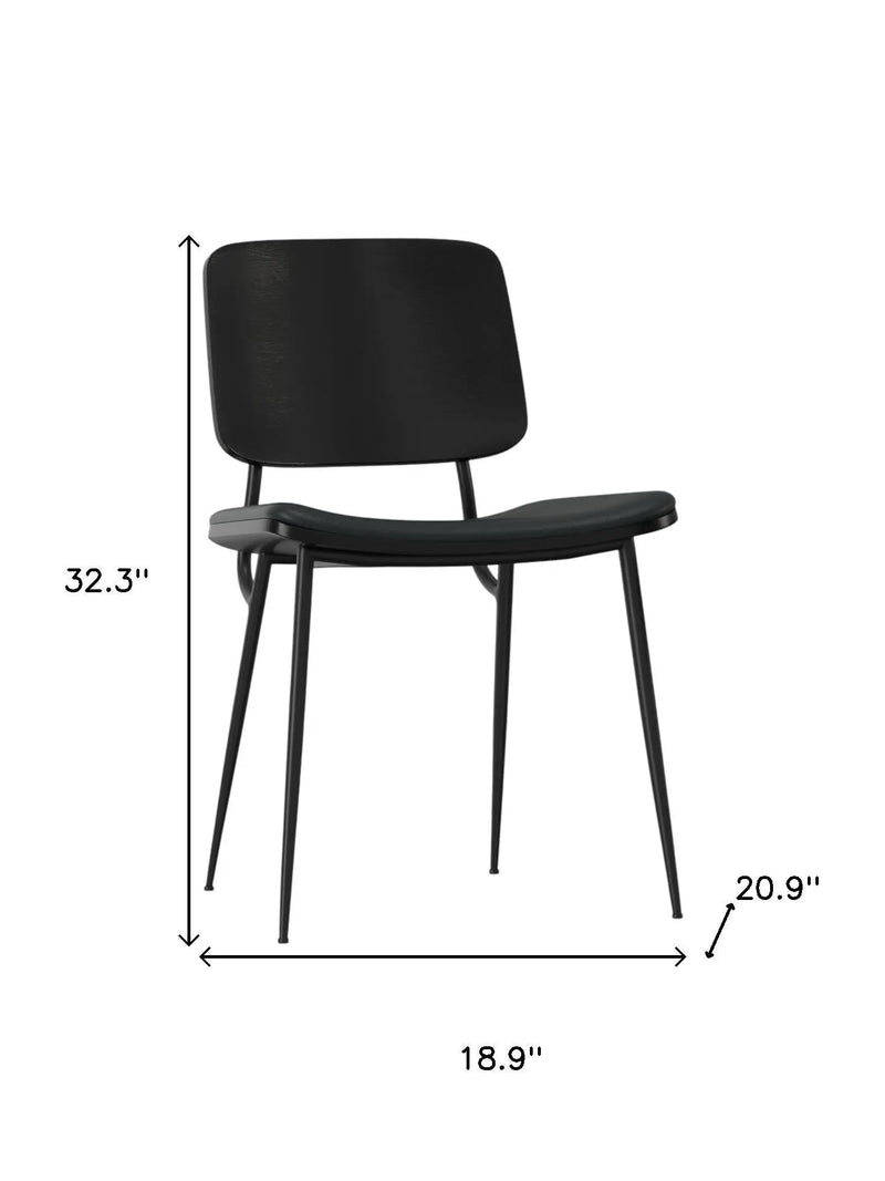 Set of Two Black Solid Wood Dining Parsons Chairs Homeroots Kitchen & Dining