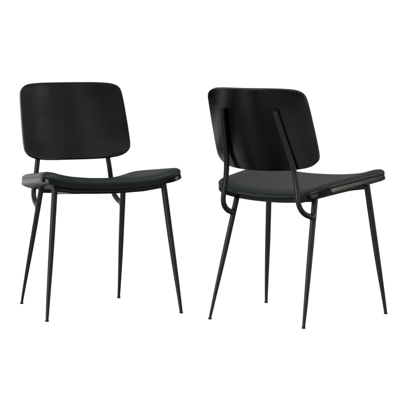 Set of Two Black Solid Wood Dining Parsons Chairs Homeroots Kitchen & Dining