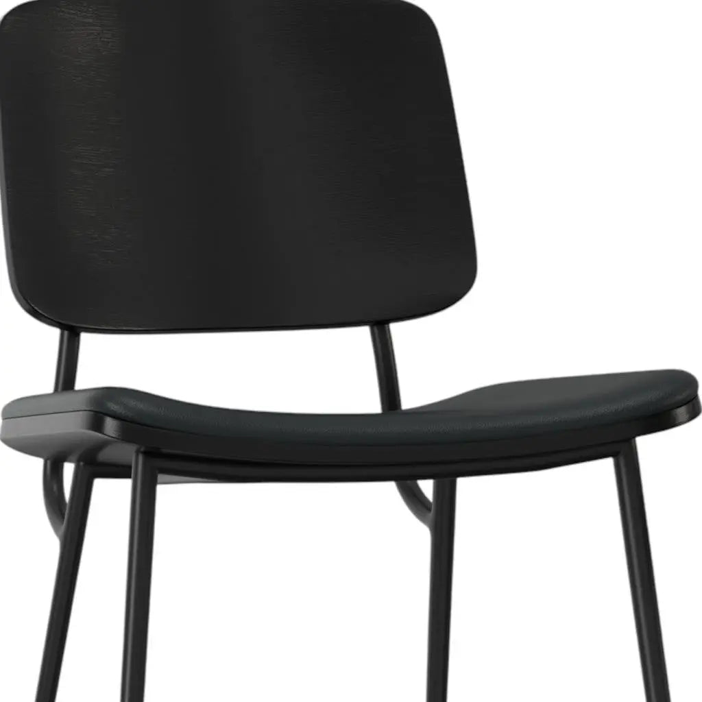 Set of Two Black Solid Wood Dining Parsons Chairs Homeroots Kitchen & Dining