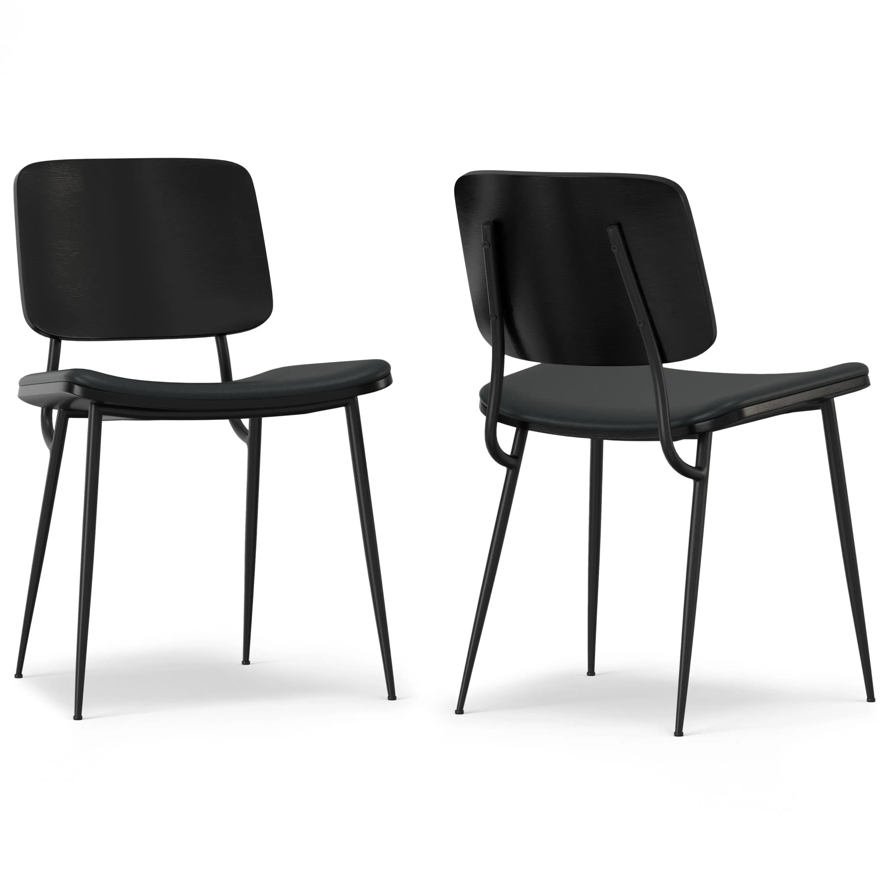 Set of Two Black Solid Wood Dining Parsons Chairs Homeroots Kitchen & Dining
