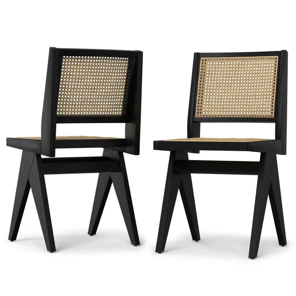 Set of Two Black Solid Wood Dining Parsons Chairs Homeroots Kitchen & Dining
