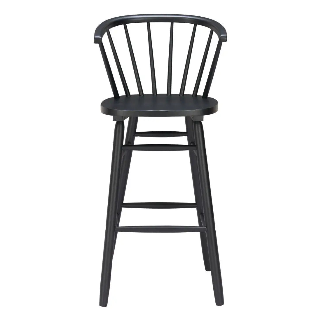 Set of Two Black Solid Wood Low Back Bar Chairs Homeroots Living Room