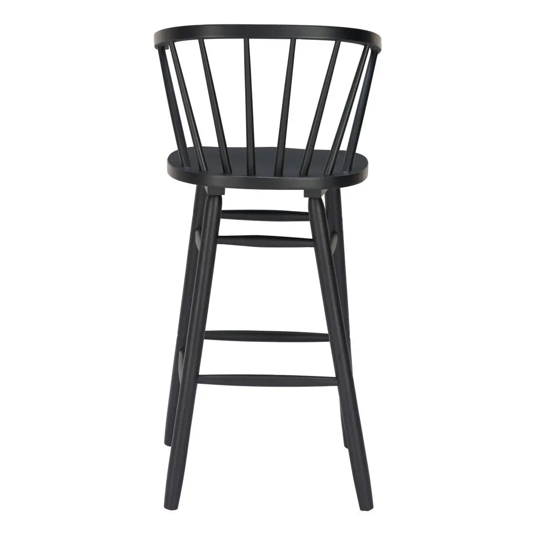 Set of Two Black Solid Wood Low Back Bar Chairs Homeroots Living Room
