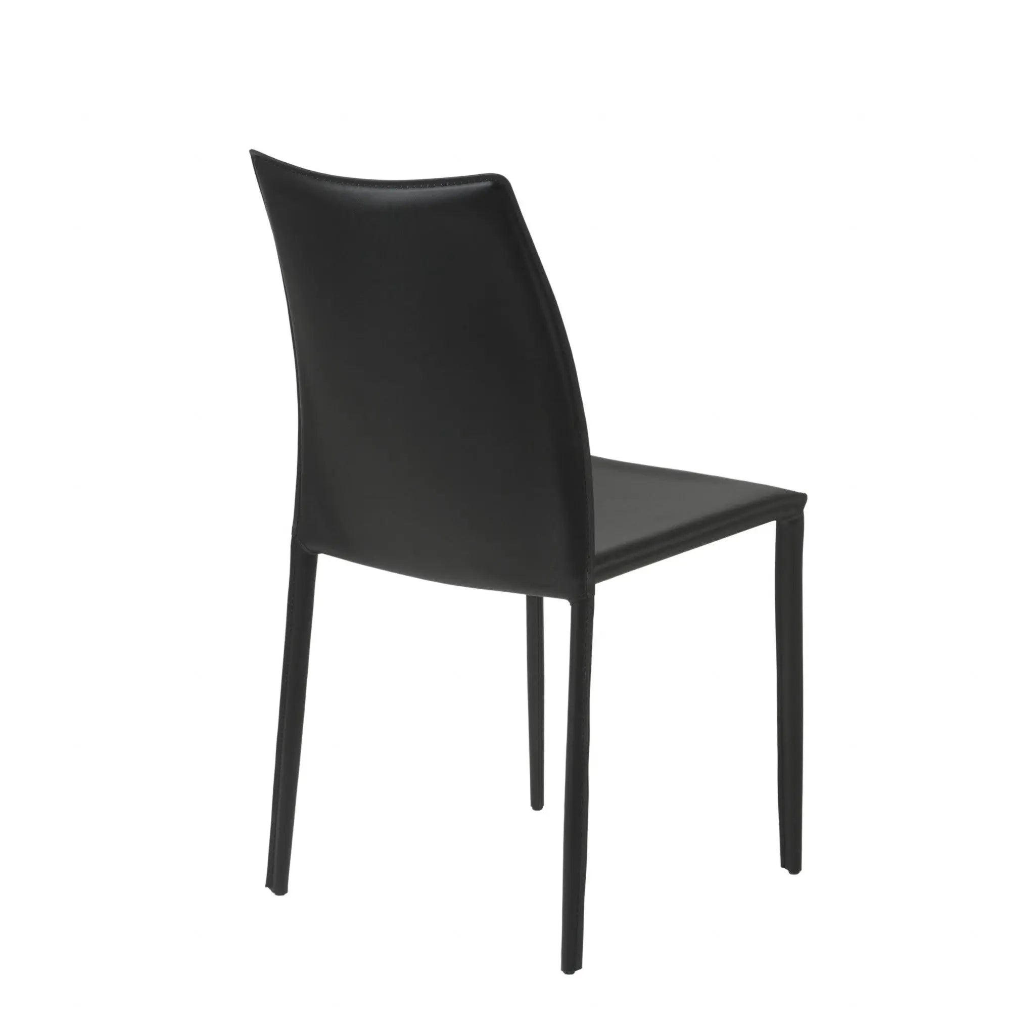Set of Two Black Upholstered Faux Leather Dining Side Chairs Homeroots Kitchen & Dining