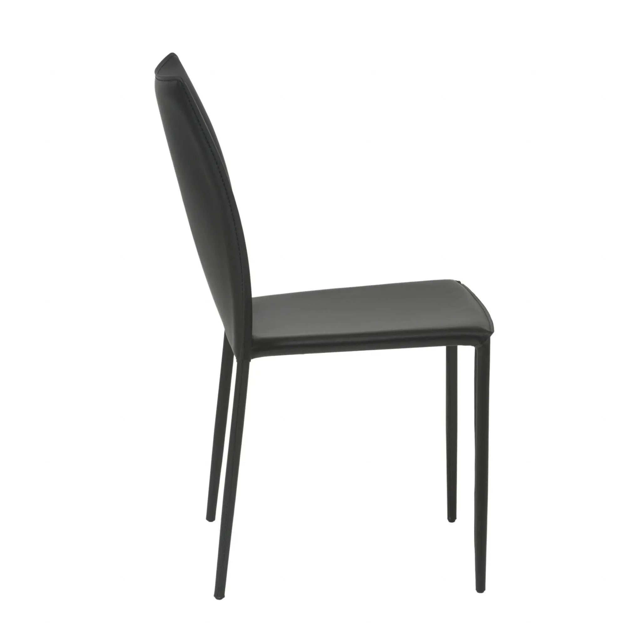 Set of Two Black Upholstered Faux Leather Dining Side Chairs Homeroots Kitchen & Dining