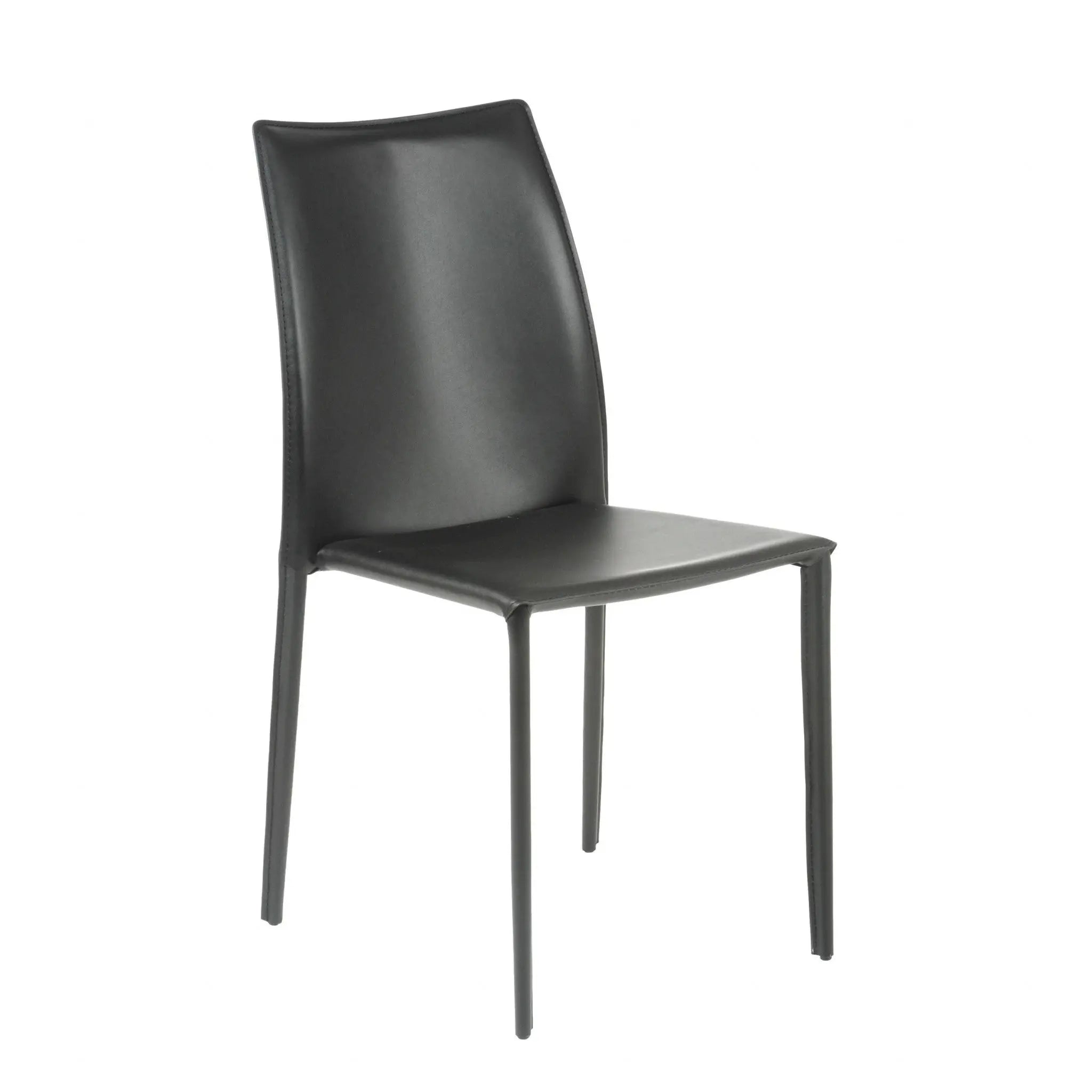 Set of Two Black Upholstered Faux Leather Dining Side Chairs Homeroots Kitchen & Dining