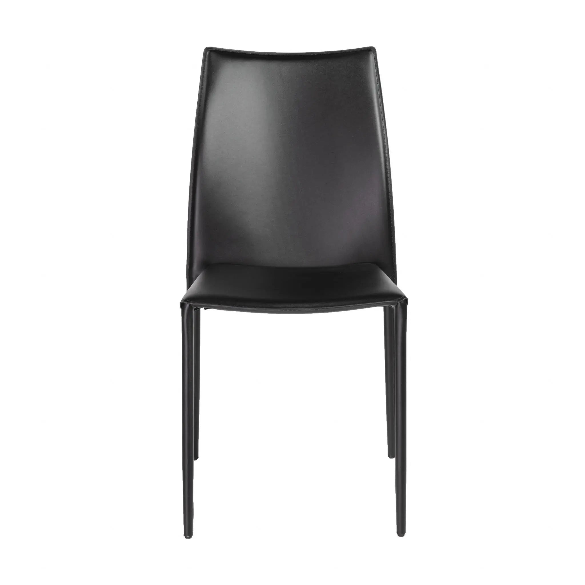 Set of Two Black Upholstered Faux Leather Dining Side Chairs Homeroots Kitchen & Dining