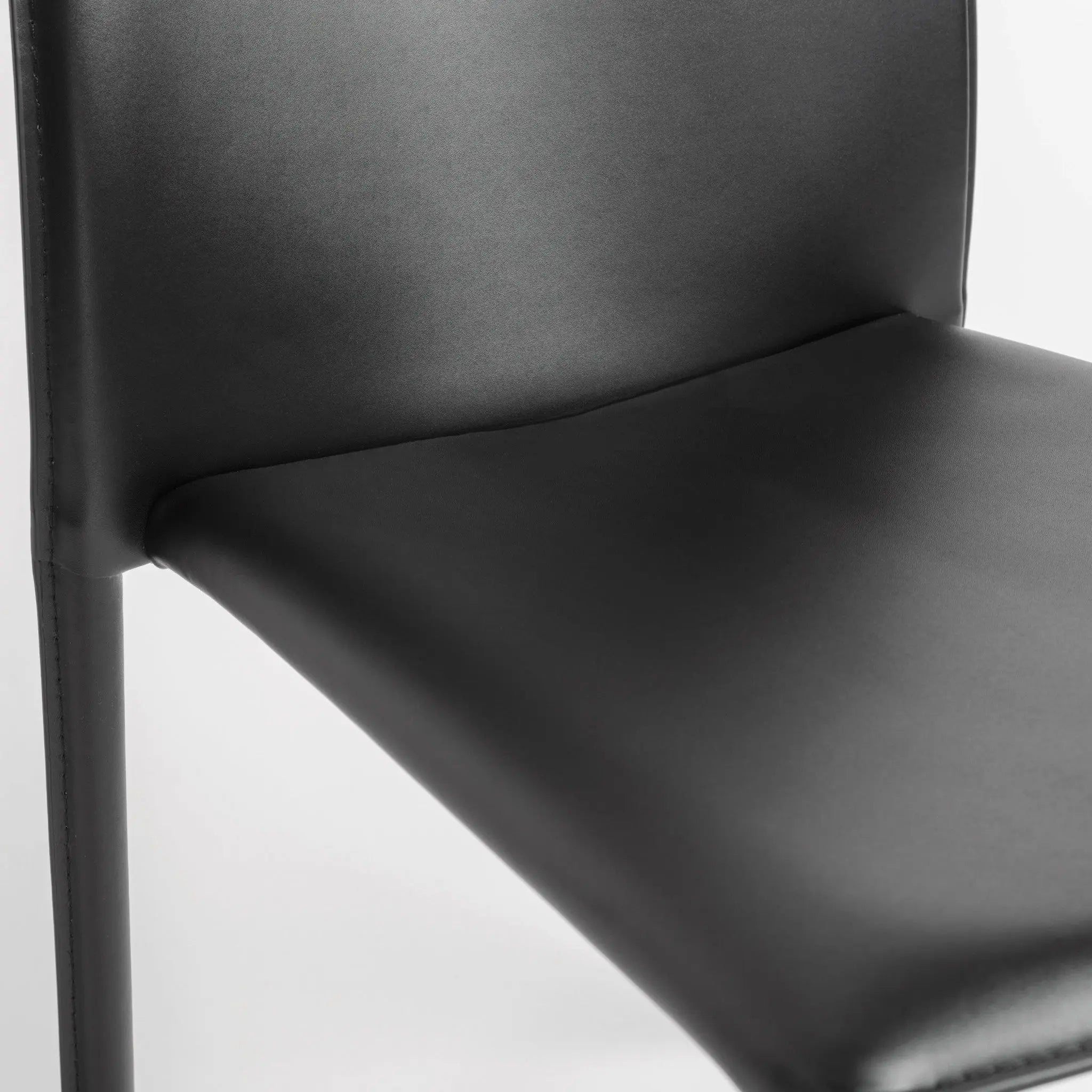 Set of Two Black Upholstered Faux Leather Dining Side Chairs Homeroots Kitchen & Dining