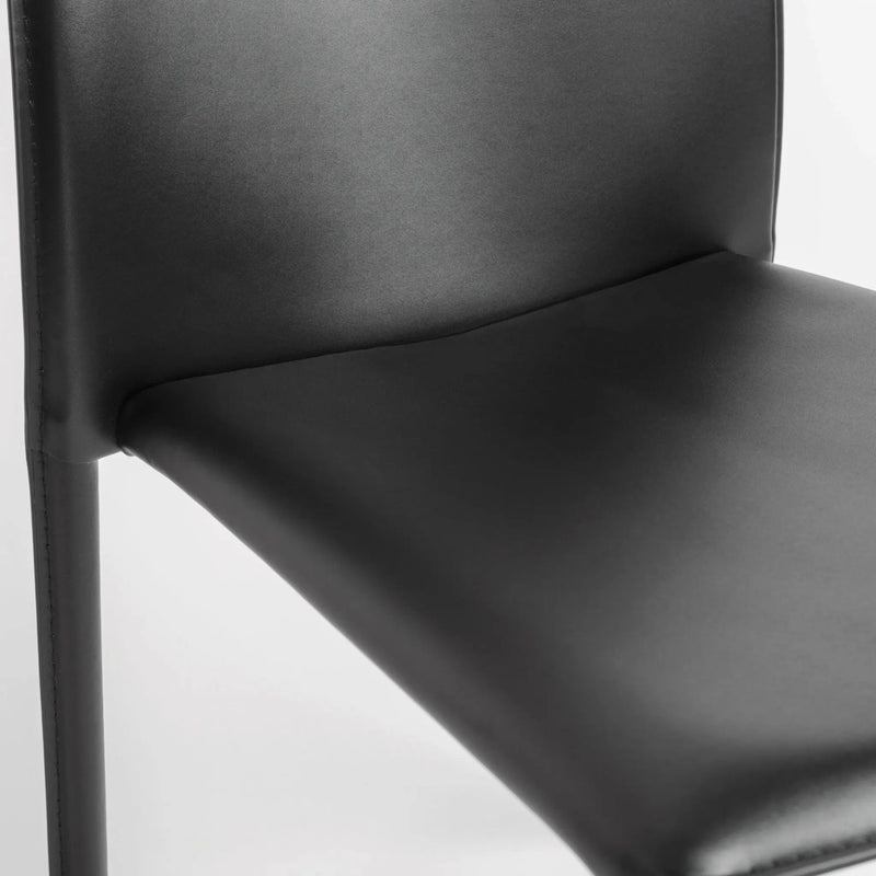 Set of Two Black Upholstered Faux Leather Dining Side Chairs Homeroots Kitchen & Dining